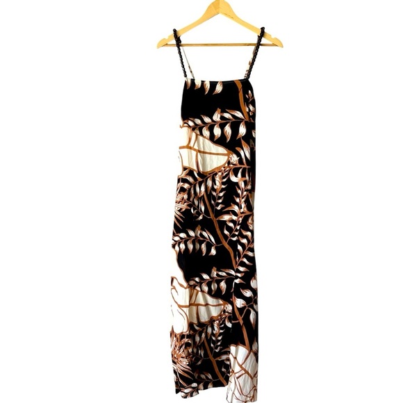 True Destinations Sleeveless Black and Brown Maxi Sun Dress, Medium - Picture 1 of 11